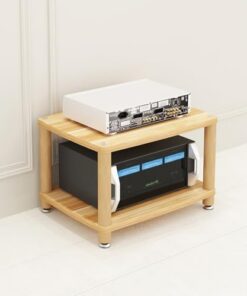 Meuble de Rangement HiFi 3/4 Niveaux, Meuble de Rangement AV, Support d'amplificateur, étagère Audio-vidéo pour Lecteur de disques, récepteur stéréo (Noyer Clair, 2 Niveaux)