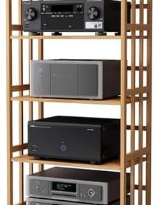 Meuble Audio Mobile en Bambou, Support pour Composants stéréo sur roulettes, étagère multimédia Multicouche Verticale pour Tourne-disques, amplificateurs avec étagère réglable (Couleur : 5 n
