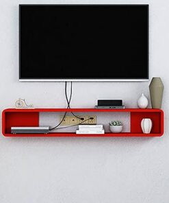 Générique Meuble TV Flottant, Support TV, Console multimédia Murale pour Salon, Chambre à coucher/noir/100 cm/rouge/100 cm