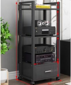 Support d'imprimante avec tiroir et roulettes Support multimédia Audio vidéo à 3/4/5 Niveaux pour Composants stéréo domestiques