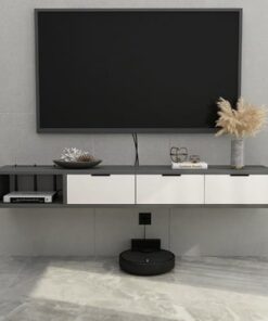 Étagère audio/vidéo suspendue flottante, table console multimédia, console TV flottante simple avec rangement, meuble TV de centre de divertissement flottant, support de divertissement d'arm