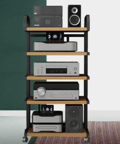 Générique Meuble multimédia, Meuble stéréo, Support multimédia d'angle, Support Audio, pour Salon, Jeux, Chambre à Coucher (Noir)