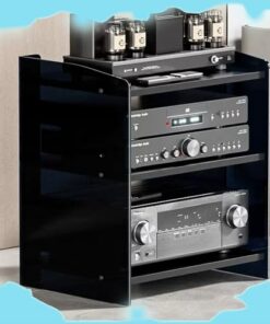 Support de Composants Audio en Acrylique, Support Audio 3/4 Couches, étagères de Rangement multimédia, étagères en Bois réglables, Support Audio, Support stéréo, Support multimédia pour équi