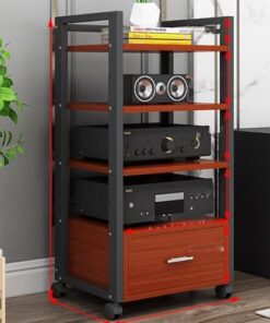 Support d'imprimante à 3 Niveaux avec tiroir et roulettes Support multimédia Audio vidéo Mobile pour Composants stéréo de Divertissement à Domicile