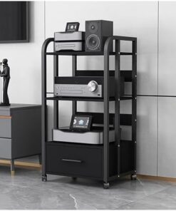 Système de Rack stéréo Domestique avec étagère réglable en Hauteur et roulettes, Armoire de Composants Audio/vidéo Robuste pour amplificateurs/lecteurs/Accessoires TV (Couleur : 3 Niveaux AV