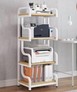 Support pour Tourne-Disque HiFi en Bois Clair, armoires pour Rangement d'équipement Audio, DVD, Consoles de Jeux, projecteurs, étagère pour Composants stéréo au Sol (Blanc)
