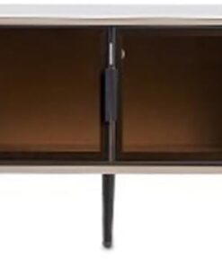 Étagère TV Murale Meuble TV sur Pied en Ardoise et Verre trempé, Meuble de Rangement à Porte, Salon, Domicile