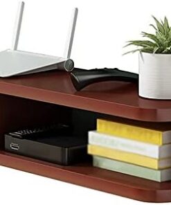 Générique Petit Meuble TV Flottant/Support TV - Étagère Murale décorative, Meuble TV Mural en Bois, Console multimédia, Bureau Flottant, Rangement pour la Maison et Le Bureau (Couleur : Jaune et Bla
