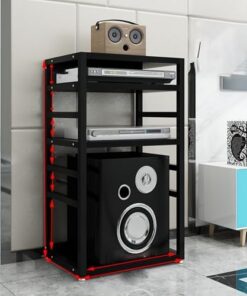 Générique Support stéréo d'angle pour Centre de Divertissement, Support multimédia Audio-vidéo Moderne, Support multimédia AV à 4 Niveaux, étagère d'angle, Support multimédia AV Mobile, Support Audio
