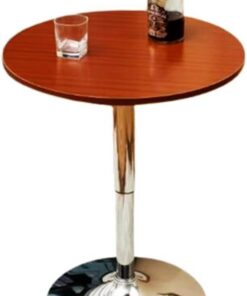 Table De Bar Ronde, Table À Manger, 50/60/70/80 Cm De Large, Plateau en MDF Et Cadre en Métal for Bar À Cocktails, Pub, Café, Thé, Salle À Manger, Bistrot, Table D'extérieur(B,60CM)