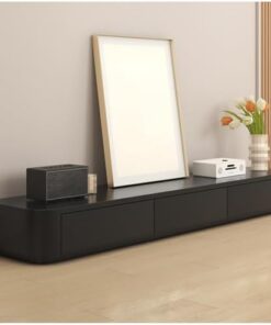 Générique Meuble TV sur Pied, Meuble TV Noir avec 2 tiroirs, Longue étagère TV pour Salon, Table TV de Divertissement, Grande capacité (180 cm)