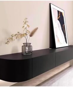 Générique Meuble TV Flottant Mural, étagère TV en Bois Massif, avec tiroirs de Rangement et Dos Creux, Centre de Divertissement à Domicile, Console multimédia, Meuble TV de Salon avec Trou pour câble