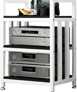 Étagère d'angle en Bois réglable - Meuble TV d'angle élégant pour platines vinyles et téléviseurs - Meuble TV d'angle Chic avec étagères réglables en Hauteur