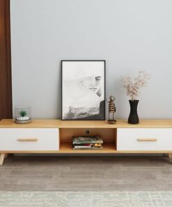 Supports de télévision étroits Meuble TV en Bois avec tiroirs Centre de Divertissement Table TV Basse pour téléviseurs jusqu'à 65 Pouces (Couleur : Log, Taille : 1 m)