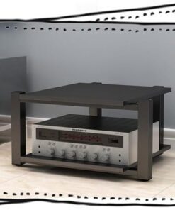 Meuble multimédia AV, Tour de Rack Audio, Rack d'amplificateur HiFi, étagère Audio-vidéo, Meuble de Rangement Ouvert pour Composants stéréo de Divertissement (Noir, 2 Niveaux)