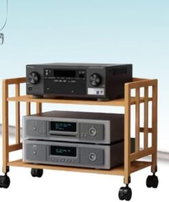Support Audio réglable à roulettes, Meuble Audio HiFi en Bois, Meuble de Rangement multimédia Mobile, Grande Tour Audio vidéo