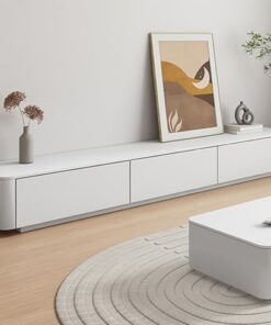 Console TV Simple et Moderne, Meuble TV en Bois Massif avec Rangement, Centre de Divertissement pour téléviseur jusqu'à 65/70'', Meuble TV au Sol pour Salon et Chambre, 160 cm/63