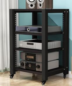 Générique Support de Rangement multimédia réglable pour équipements Audio, Hi-FI, DVD et Jeux vidéo - Organiseur Compact pour systèmes de Divertissement à Domicile et Accessoires multimédias