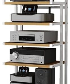 Générique Petit Support multimédia, Grand Meuble multimédia, armoires stéréo, Armoire à Rack Audio, pour la Maison, Le Bureau et Le cinéma (Blanc)