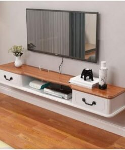 Générique Meuble TV Flottant, Gestion des câbles, étagère Murale pour décodeur avec 2 tiroirs, Compatible avec lecteurs DVD (110 x 24 x 16 cm)