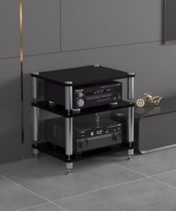 Meuble stéréo Support multimédia AV Rack Audio Ouvert Meuble de Composants Rack HiFi Meuble de Rangement multimédia Support pour Tourne-Disque