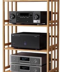 Support HiFi réglable en Hauteur, étagère multimédia, Support de Composants Audio pour téléviseurs, lecteurs DVD et décodeurs, Meuble stéréo, Support de Rangement pour disques