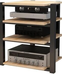 Meuble multimédia, Supports et Supports stéréo avec étagères de Rangement, Support multimédia AV à 4 Niveaux, Support d'armoire multimédia AV, Armoire de Composants, Parfait pour Les Lecteur