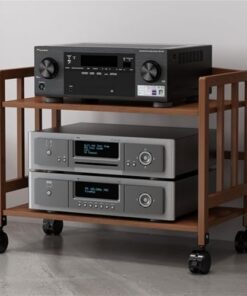 Support multimédia audio-vidéo avec étagères réglables, armoire multimédia audio mobile en bambou à 2/3/4/5 niveaux, supports stéréo avec roulettes, étagère multimédia AV debout pour bureau,