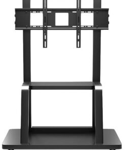 Meuble TV pour Salle à Manger, Meuble TV Mobile pour téléviseurs de 55 à 100 Pouces, Chariot TV à roulettes réglable en Hauteur avec étagère multimédia et roulettes, supporte Jusqu