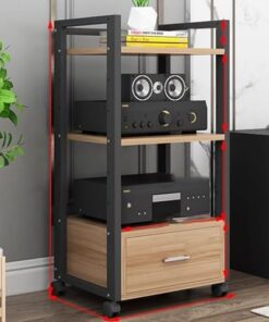 Meuble pour Composants stéréo avec tiroir et roulettes Support multimédia Audio vidéo à 3/4/5 Niveaux pour système de Divertissement Support d'imprimante avec Conception Mobile