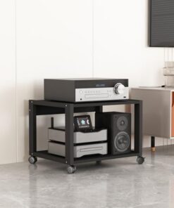 Support multimédia AV mobile à 2/3/4/5/6 niveaux, support audio, support de lecteur CD, armoire de rangement de composants stéréo avec étagère en bois réglable en hauteur pour la maison/le b