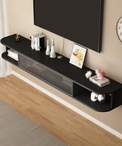 Générique Meuble TV Flottant Console TV Murale Console multimédia Centre de Divertissement Flottant avec Rangement Meuble TV Mural Supports TV Modernes pour Salon. (Noir, 100 x 24 x 20 cm)