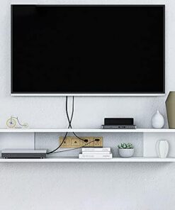 Générique Meuble TV Flottant, Support TV, Console multimédia Murale pour Salon, Chambre à coucher/noir/100 cm/blanc/60 cm