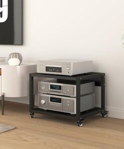 AV ShelfMovable Meuble TV d'angle avec 2 niveaux pour salon, salles de jeux et d'enregistrement, supports HiFi 55 x 50 x 40 cm