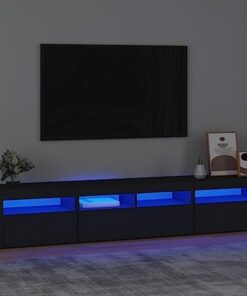 Générique Meuble TV Moderne avec lumières LED Meuble TV avec Rangement pour Salon (Noir)
