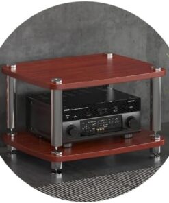 AV ShelfHIFI Armoire audio avec pieds absorbant les chocs pour appareils de diffusion en continu 4 couches pour composants audio et vidéo Marron 60 x 48 x 38 cm
