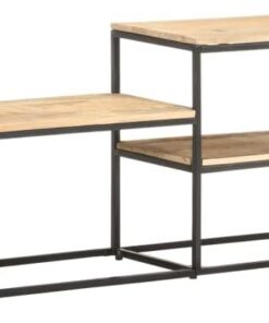 XJBTBA Meuble TV avec Bois de Manguier Brut, Meuble TV de Style Industriel, Éère de Rangement à 3 Niveaux, Support de Cadre en Acier, pour Centre de Divertissement de Salon, Marron, 180x30x50 cm