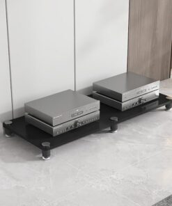 Meuble Tour Audio multimédia, Support pour Console de Jeu, Support Audio sur Pied, présentoir pour Haut-parleurs, Support multimédia Audio-vidéo Moderne, Facile à Assembler pour Salle d'enre