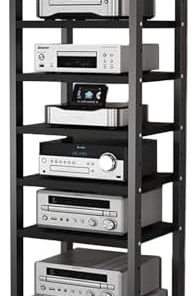 Support de tour audio 5 6 7 8 niveaux, meuble multimédia AV avec étagère à hauteur réglable pour le salon, rangement des composants de studio, tourne-disque stéréo mobile au sol (couleur : 7