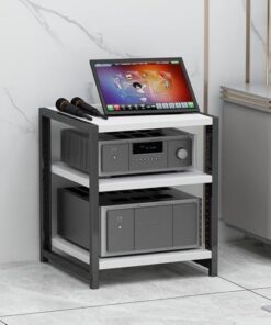 Support Hi-FI en Bois à 3 Niveaux réglable AVRack pour Lecteur CD et Meuble sur Pied - Design Moderne