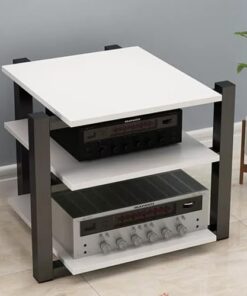 Étagère HiFi 4 Niveaux, Meuble Audio Ouvert, Meuble Audio/vidéo au Sol, Meuble pour amplificateur de Puissance, pour la Maison