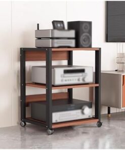 Générique Support de Composants Audio vidéo à 3/4 Niveaux, étagère d'angle, Support multimédia, Armoire pour récepteur stéréo, unité de Rangement pour Lecteur CD pour la Maison, Le Bureau, Le cinéma,