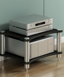 Support de haut-parleur à 2 niveaux pour récepteur AV, support pour composants audio, console de jeux vidéo, étagère, support Hifi, meuble pour composants audio pour réunion, salon, salle d'