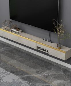 Meuble TV flottant de luxe léger, meuble TV mural avec porte rabattable, meuble TV suspendu avec espace de rangement, unités murales, console multimédia, étagère pour salon. (Kaki, 120 x 19,