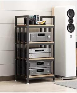 Supports HiFi 4 Niveaux pour Composants stéréo, Tour Audio et vidéo, Meuble multimédia, étagère en Bois Moderne, Lecteur DVD, CD, Haut-Parleur, amplificateur, unité de Rangement de divertiss