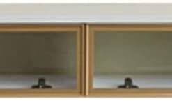 Étagère TV murale Meuble tv suspendu support TV flottant armoire de rangement pour TV avec portes en verre console multimédia avec des compartiments de rangement sur les côtés adaptée au salon.(White,
