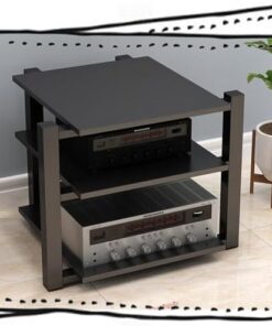 Meuble multimédia AV, Tour de Rack Audio, Rack d'amplificateur HiFi, étagère Audio-vidéo, Meuble de Rangement Ouvert pour Composants stéréo de Divertissement (Noir, 3 Niveaux)
