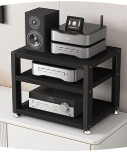 Générique Support d'amplificateur de Bureau à 3 Niveaux - Étagère multimédia HiFi AV compacte pour Composants stéréo, Tour Audio d'angle Peu encombrante pour Configuration de Divertissement au Bureau