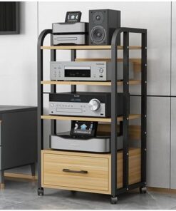 Armoire à composants audio et vidéo, étagère de rangement multifonction avec tiroir, support stéréo pour lecteur DVD et CD, étagères murales, étagère pour routeur, étagères flottantes pour l