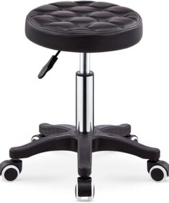 Bar Chair Tabouret de Salon de Massage pivotant en Cuir PU avec Repose-Pieds, Tabouret Roulant Rond, Chaise de Spa de beauté, Tabouret de Bar à Hauteur réglable pour Coiffure, manucure, Tatouage,